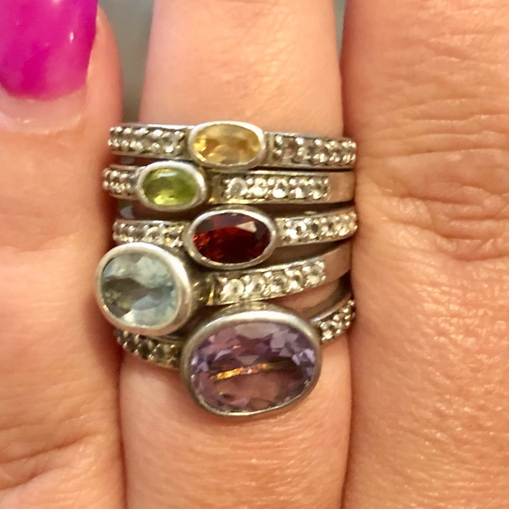Ross Simons Multi-Gemstone Stackable Rings, Size 7 - image 5